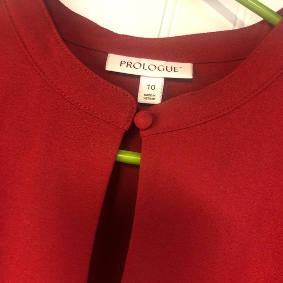 Prologue Red Women's 3/4 Bell Sleeve Dress Size 10 Button Neck - Picture 3 of 4